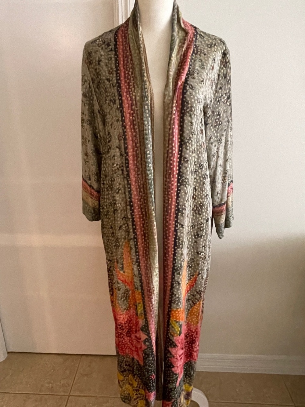 Anthropologie Blank London Open Front Floral Boho Kimono Duster